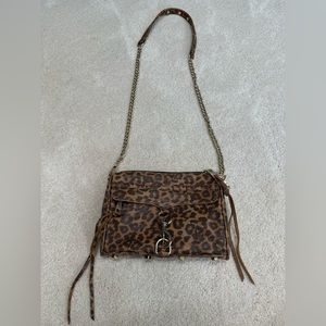 VGUC leopard leather Rebecca minkoff crossbody purse